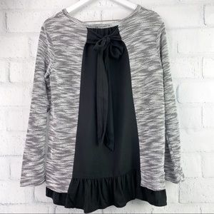 Staccato Marbled Back Tie Ruffle Top